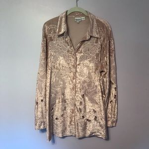 Blush Pink Velvet Top Rose Embroidery Size L
